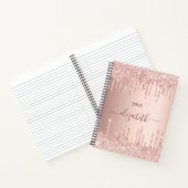 Carnet parties scintillant or rose gouttes de rougir nom  (Intérieur)