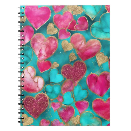 Carnet Parties scintillant or rose mignonne Valentine Lov (Devant)