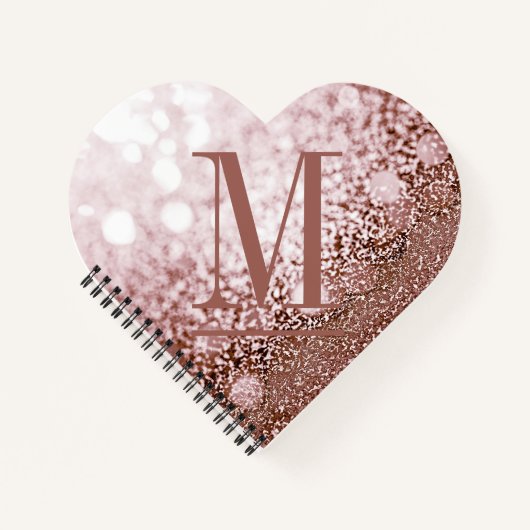 Carnet Parties scintillant or rose Monogramme Coeur en fo (Devant)