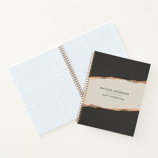 Carnet parties scintillant or rose noir moderne élégant b (Intérieur)