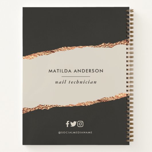 Carnet parties scintillant or rose noir moderne élégant b (Dos)