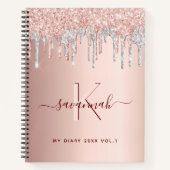 Carnet parties scintillant or rose rose argent monogramme (Devant)