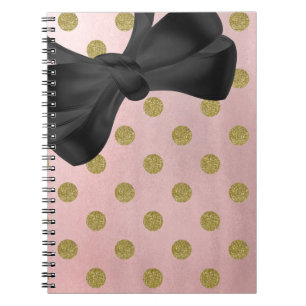 Carnet Parties scintillant or rose Rose doux Glam Pois mi