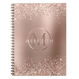 Carnet Parties scintillant or Rose tendance Monogramme mé