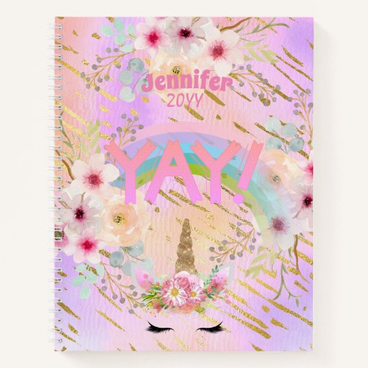Carnet Parties scintillant Or rose Unicorn Visage Girls M (Devant)