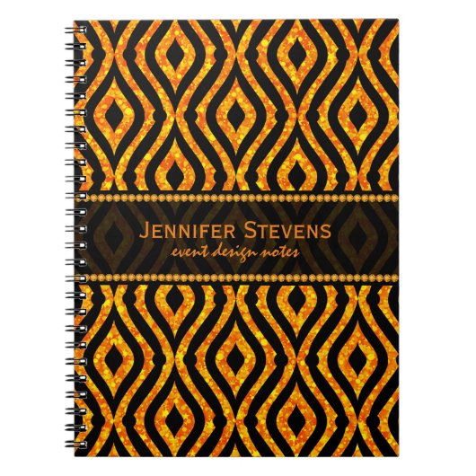 Carnet Parties scintillant orange moderne et Motif géomét (Devant)