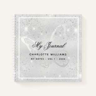 Carnet Parties scintillant papillon argenté scintille nom