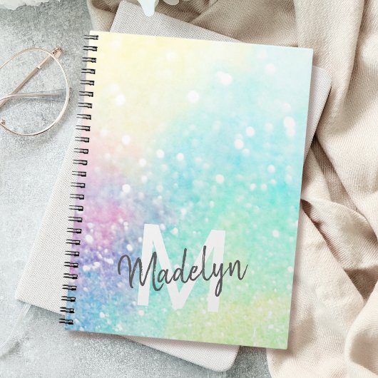 Carnet Parties scintillant Pastel Bokeh Girly Colorée Mot