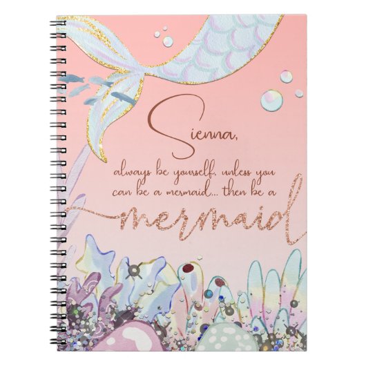 Carnet Parties scintillant Pastel personnalisée "Be a Mer (Devant)