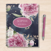Carnet Parties scintillant personnalisée Aquarelle rose f