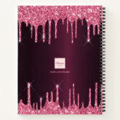 Carnet Parties scintillant rose Bourgogne gouttes monogra (Dos)