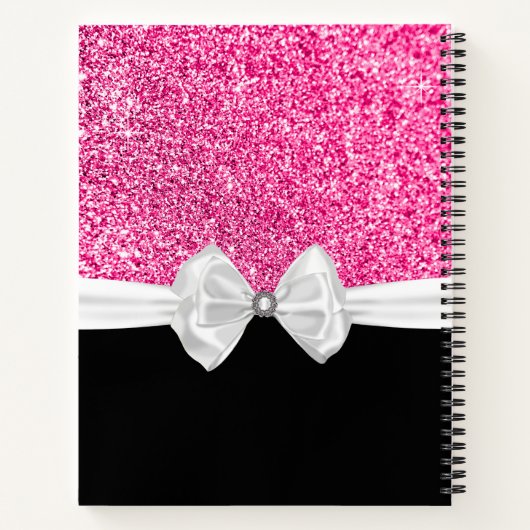 Carnet Parties scintillant rose chaud blanc Bow Sweet 16  (Dos)