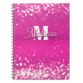 Carnet Parties scintillant rose chaud Bokeh Monogramme (Devant)