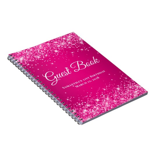 Carnet Parties scintillant rose chaud Framboise Ombre Inv (Côté Droit)