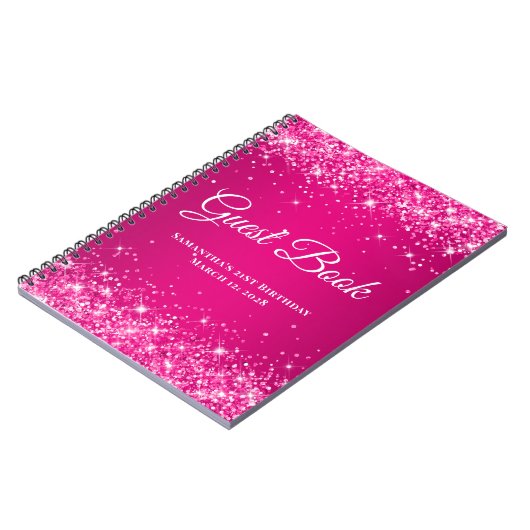 Carnet Parties scintillant rose chaud Framboise Ombre Inv (Côté gauche)