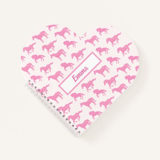 Carnet Parties scintillant rose Cheval Motif Petite fille (Devant)