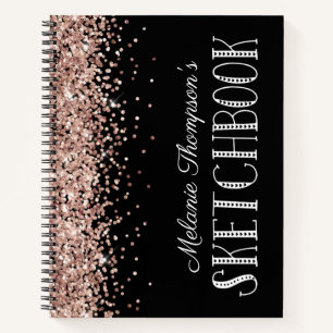Carnet Parties scintillant rose chic Nom personnalisé Liv