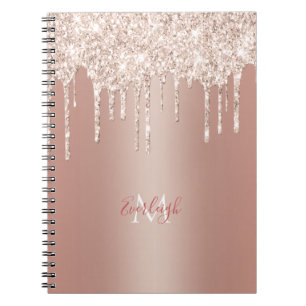 Carnet Parties scintillant Rose de luxe en or avec nom/Mo