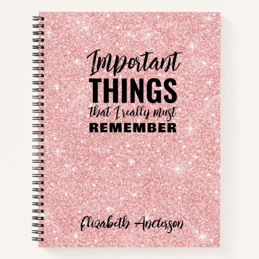 Carnet Parties scintillant rose Drôle Citation à faire (Devant)