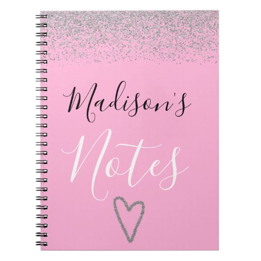 Carnet Parties scintillant rose et argent pour filles - É (Devant)
