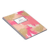 Carnet Parties scintillant rose et or moderne Motif Abstr (Côté Droit)