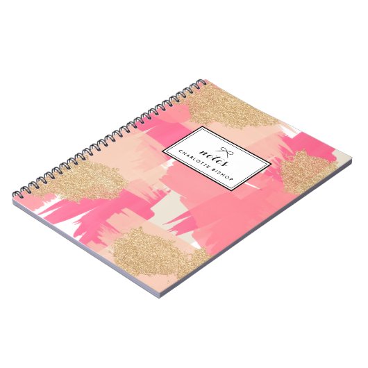 Carnet Parties scintillant rose et or moderne Motif Abstr (Côté gauche)