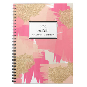 Carnet Parties scintillant rose et or moderne Motif Abstr