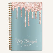 Carnet Parties scintillant rose Gold Drift Turquoise Text (Recto)