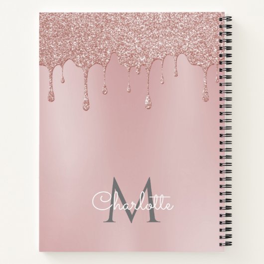 Carnet Parties scintillant rose gouttes Monogramme Élégan (Dos)