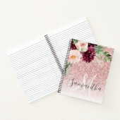 Carnet Parties scintillant rose moderne et flamme à fleur (Intérieur)