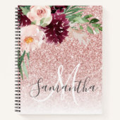 Carnet Parties scintillant rose moderne et flamme à fleur (Devant)