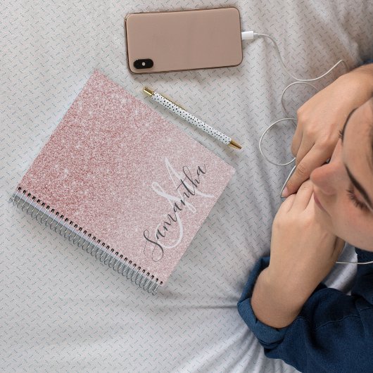 Carnet Parties scintillant rose moderne étincelles Nom pe