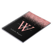 Carnet Parties scintillant rose noir Elegant Nom de scrip (Côté gauche)