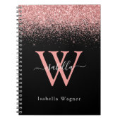 Carnet Parties scintillant rose noir Elegant Nom de scrip (Devant)