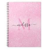 Carnet Parties scintillant rose Nom du script Monogramme (Devant)