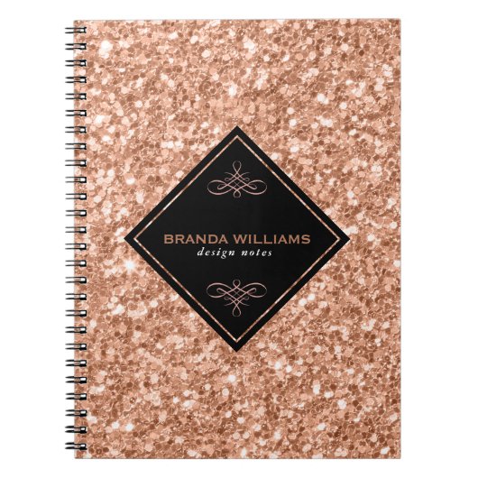Carnet Parties scintillant rose Or Avec Accent Noir (Devant)