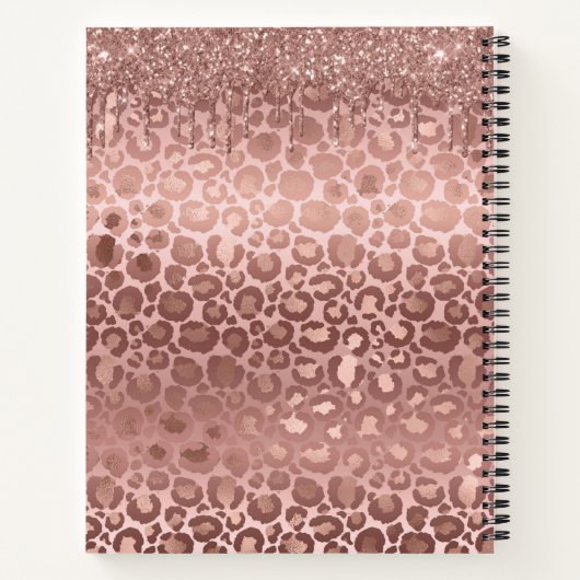 Carnet Parties scintillant Rose or fillette gouttes Monog (Dos)