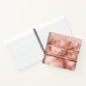 Carnet parties scintillant rose or goutte nom monogramme (Intérieur)