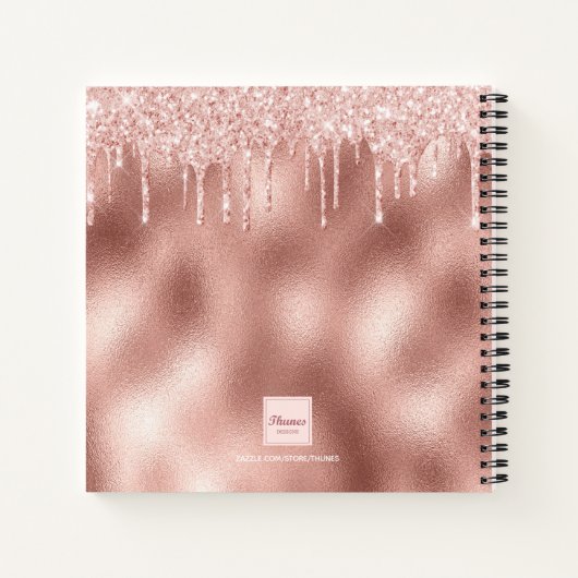 Carnet parties scintillant rose or goutte nom monogramme (Dos)