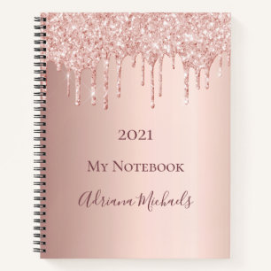 Carnet parties scintillant rose or gouttes glam rose nom 