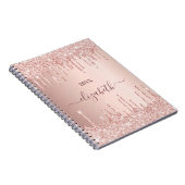 Carnet parties scintillant rose or gouttes rose monogramm (Côté Droit)