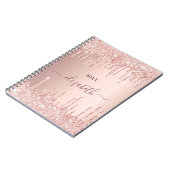 Carnet parties scintillant rose or gouttes rose monogramm (Côté gauche)