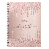 Carnet parties scintillant rose or gouttes rose monogramm (Devant)