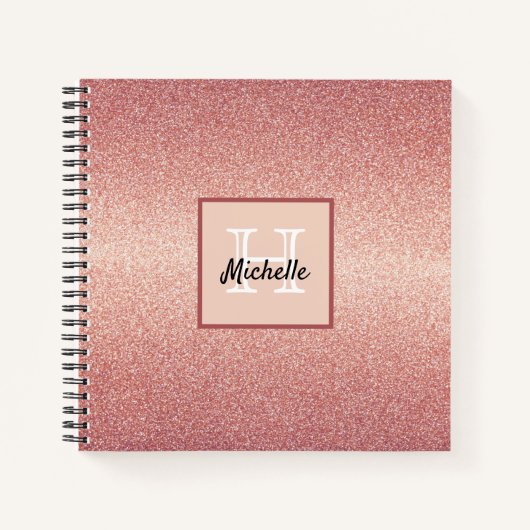 Carnet parties scintillant rose or rose monogramme (Devant)