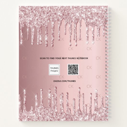 Carnet Parties scintillant rose pâle gouttes de script mo (Dos)
