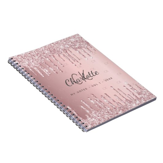 Carnet Parties scintillant rose pâle gouttes de script mo (Côté Droit)