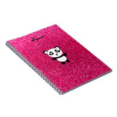 Carnet parties scintillant rose panda de nom personnalisé (Côté Droit)