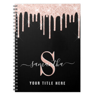 Carnet Parties scintillant rose Personnalisé Noir