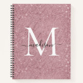 Carnet Parties scintillant rose Rose or Monogramme Script (Devant)