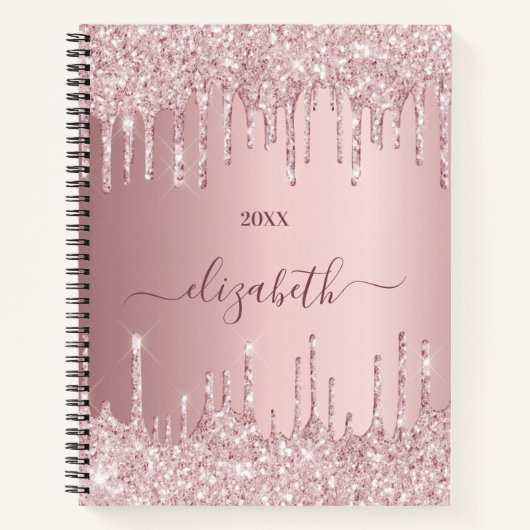Carnet Parties scintillant rose rose poussiéreux gouttes (Devant)